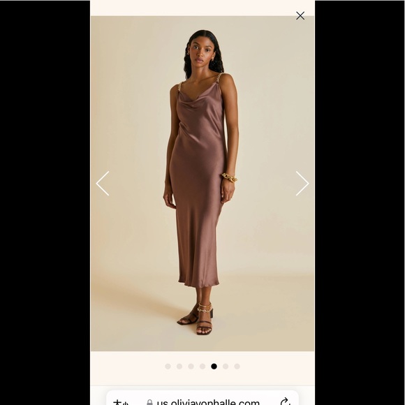 Olivia von Halle BIBI FIG SILK SATIN SLIP DRESS - Picture 2 of 9
